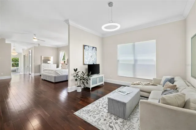 a view of swimming pool with outdoor seating