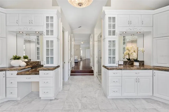 a view of a lake with a patio