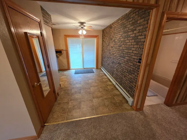 a view of a hallway with a elevator