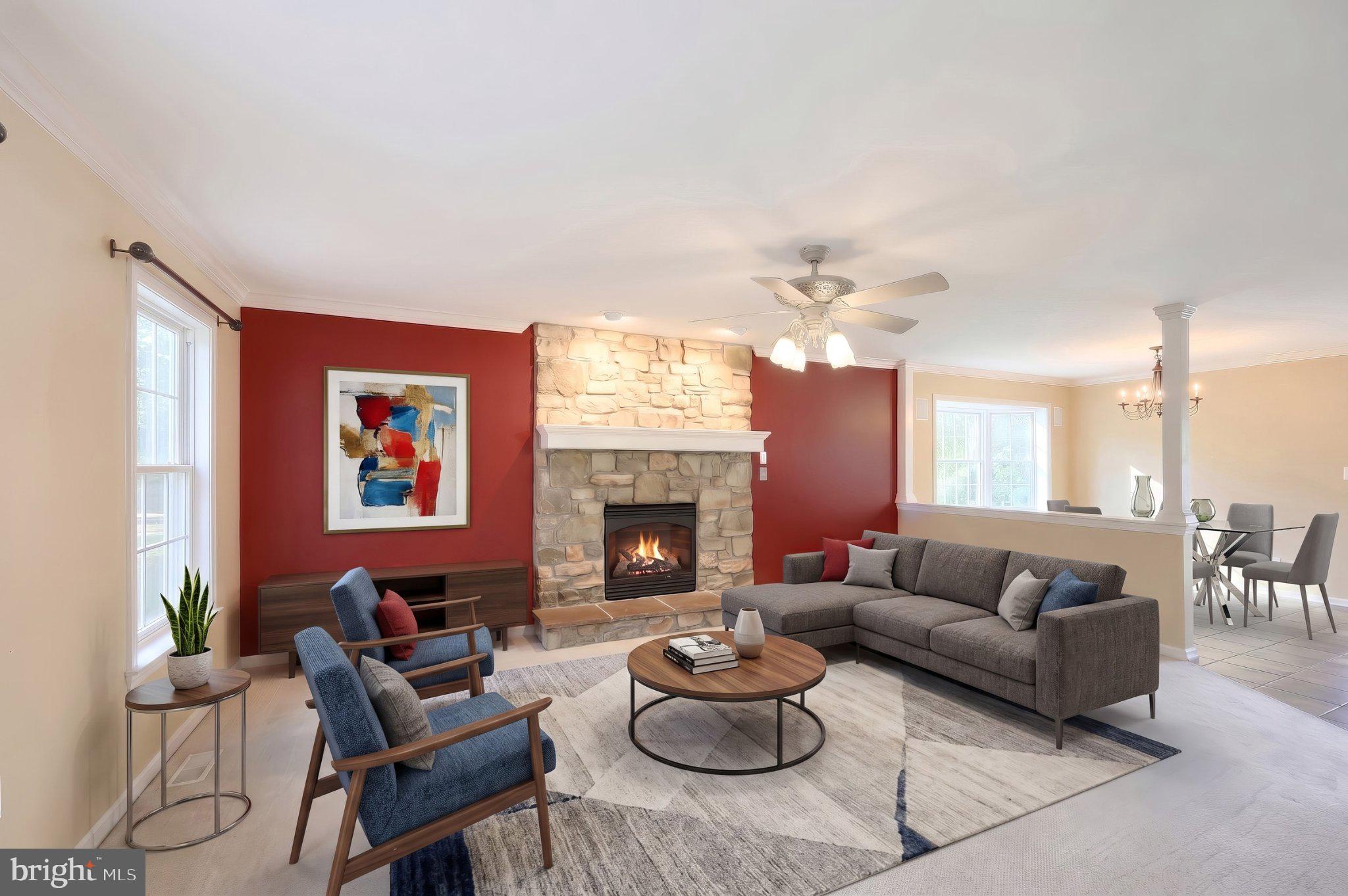 1540 Lilac Road York, PA 17408 - Photo 8 of 74 Cozy living room with a stone fireplace.