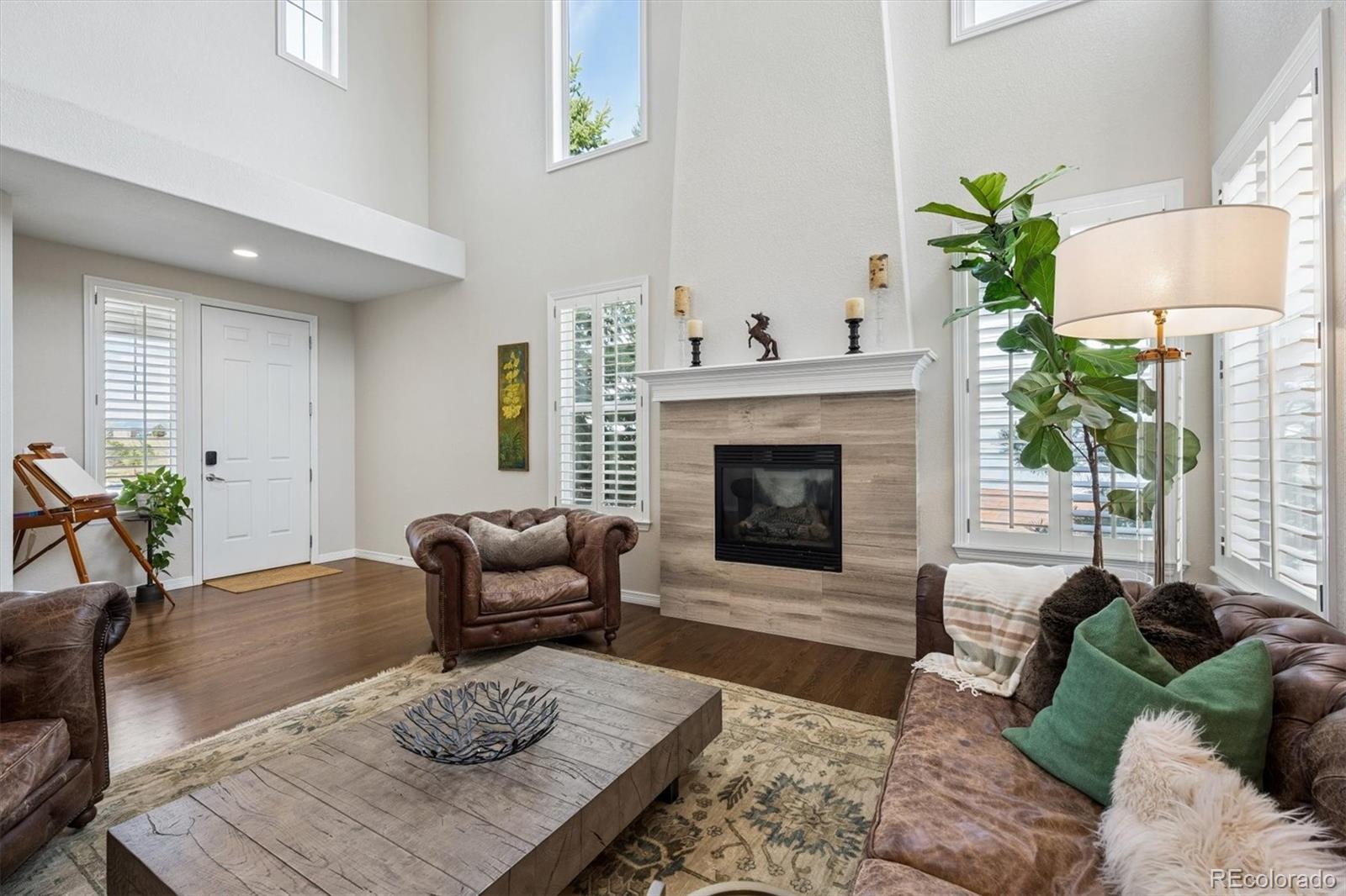 2677 Pemberly Avenue Highlands Ranch, CO 80126 - Photo 8 of 50 a living room with furniture and a fireplace