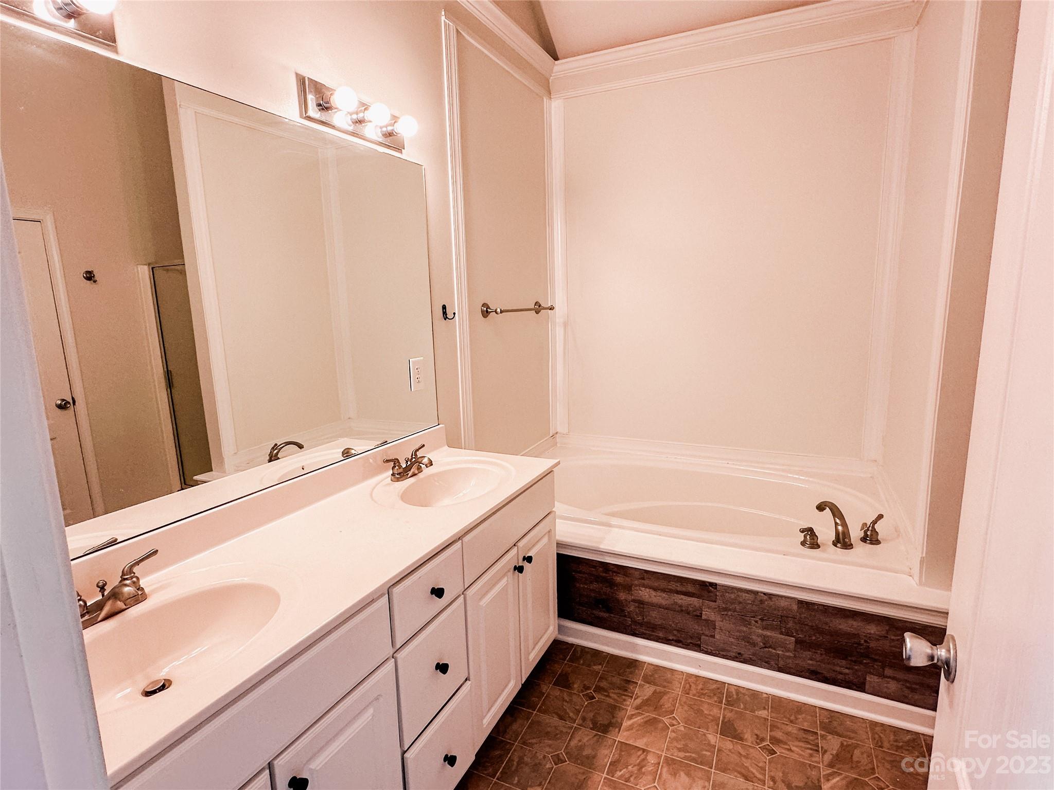 181 Weathers Creek Road Troutman, NC 28166 - Photo 14 of 25 a spacious bathroom with a tub sink and mirror
