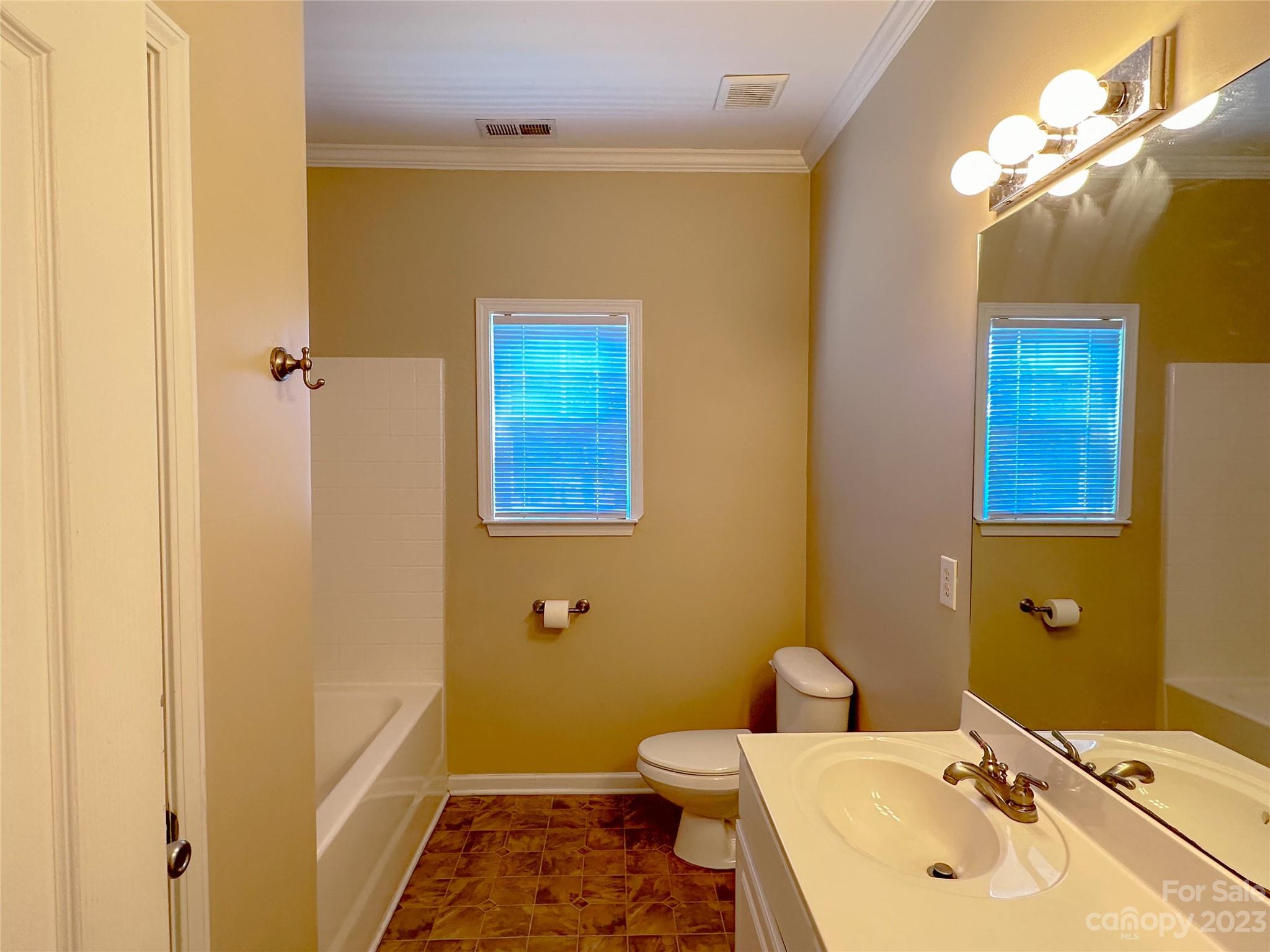 181 Weathers Creek Road Troutman, NC 28166 - Photo 18 of 25 a bathroom with a sink a light fixture and a toilet
