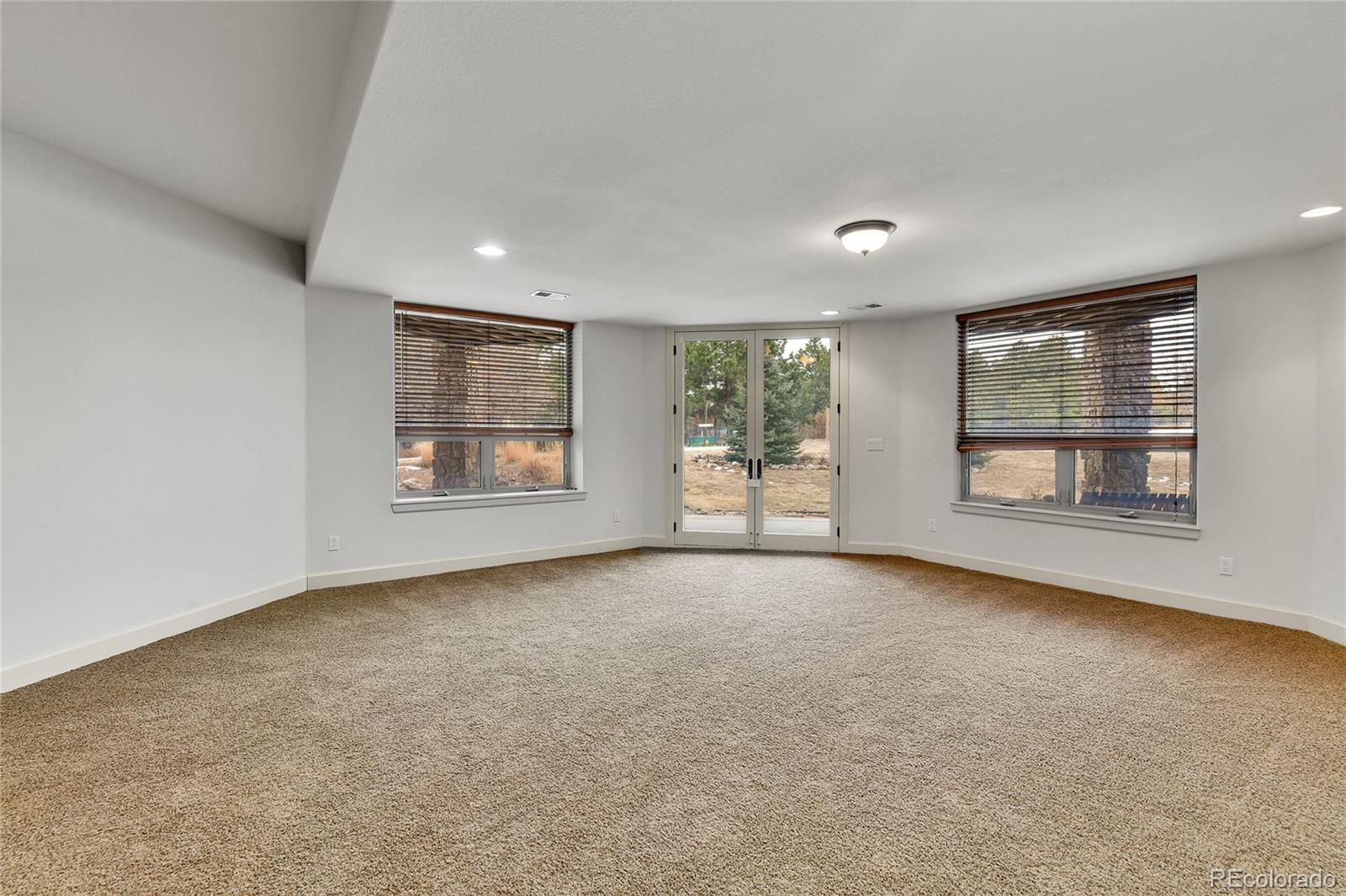 12984 Crowfoot Springs Road Franktown, CO 80116 - Photo 31 of 50 an empty room with windows and fireplace