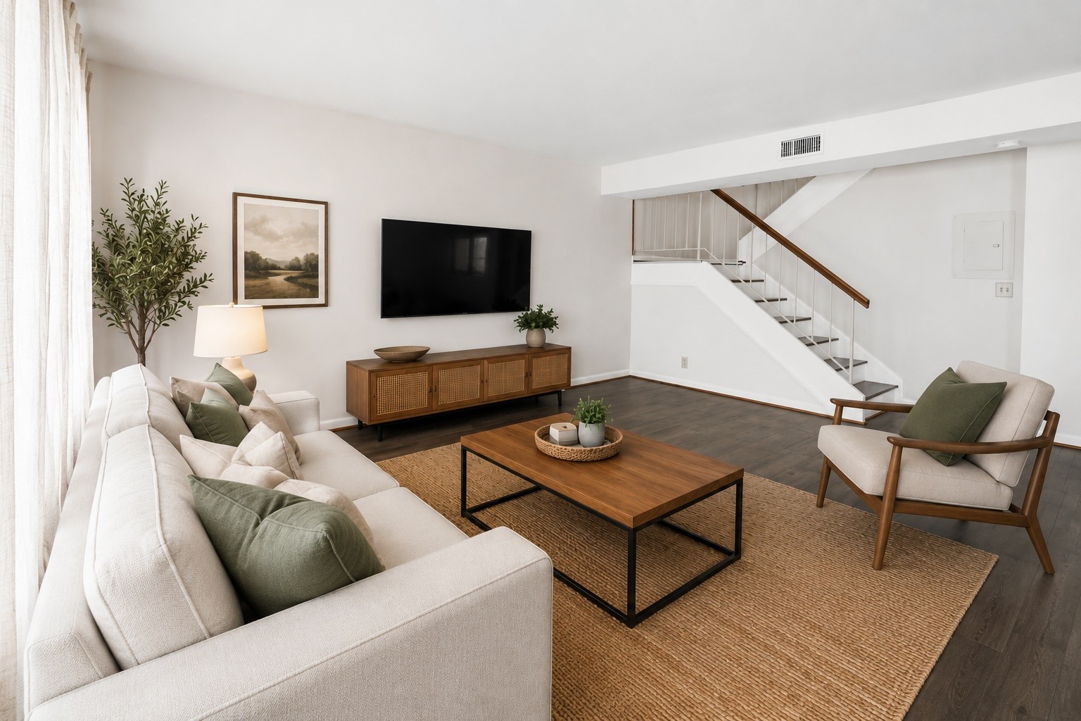 a living room with furniture and a flat screen tv