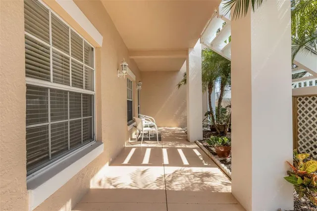 an aerial view of a house with a garden