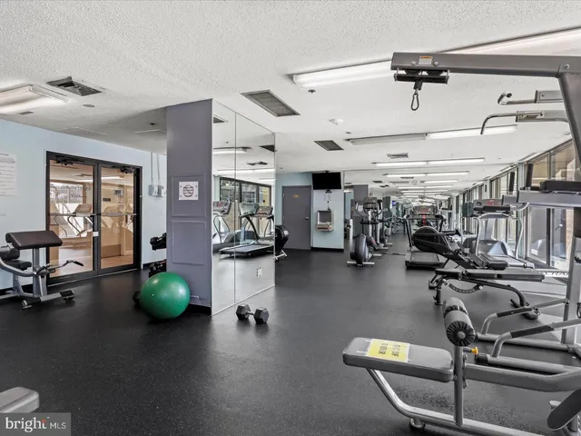 a room with gym equipment