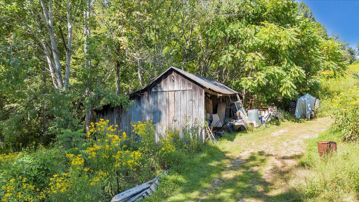 5741 Providence Church Road Ferrum, VA 24088 - Photo 28 of 52 a backyard of a house with plants and large trees