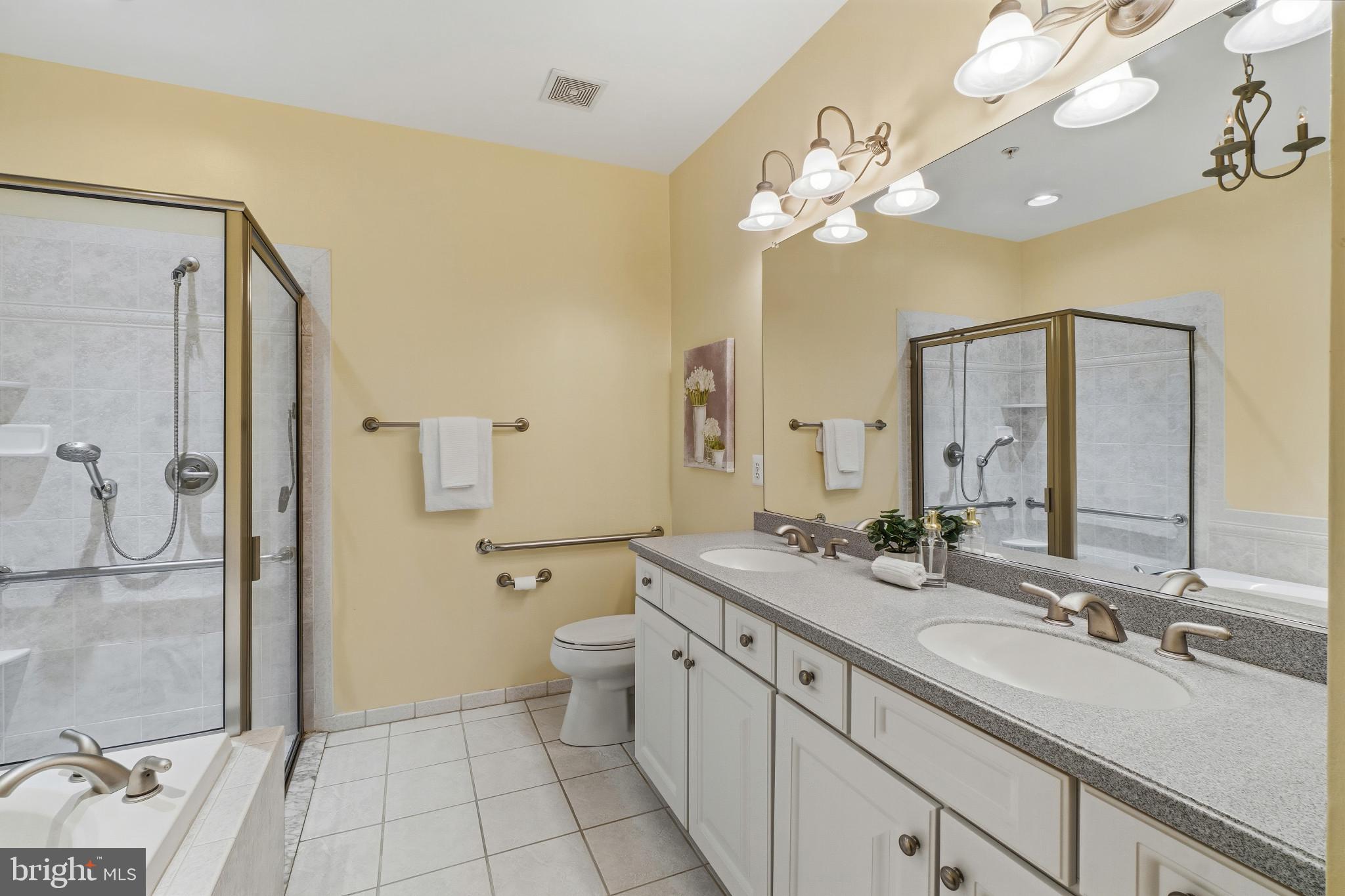 2607 Buckingham Road, Unit 78 Ellicott City, MD 21043 - Photo 18 of 43 a spacious bathroom with a granite countertop sink a toilet and a mirror