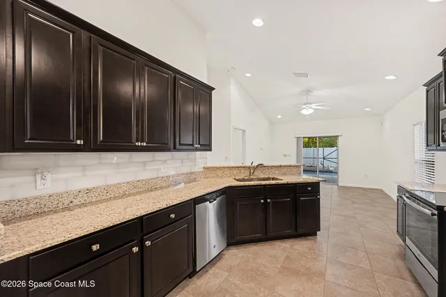 a kitchen with lots of counter top space