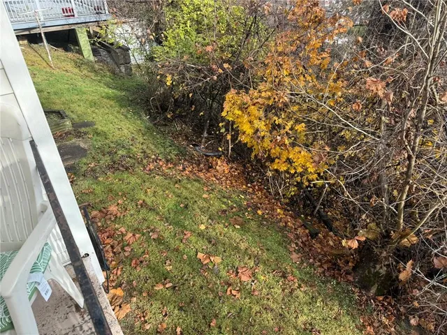 a view of water with a building