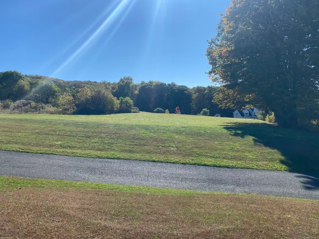 a view of a field with an trees
