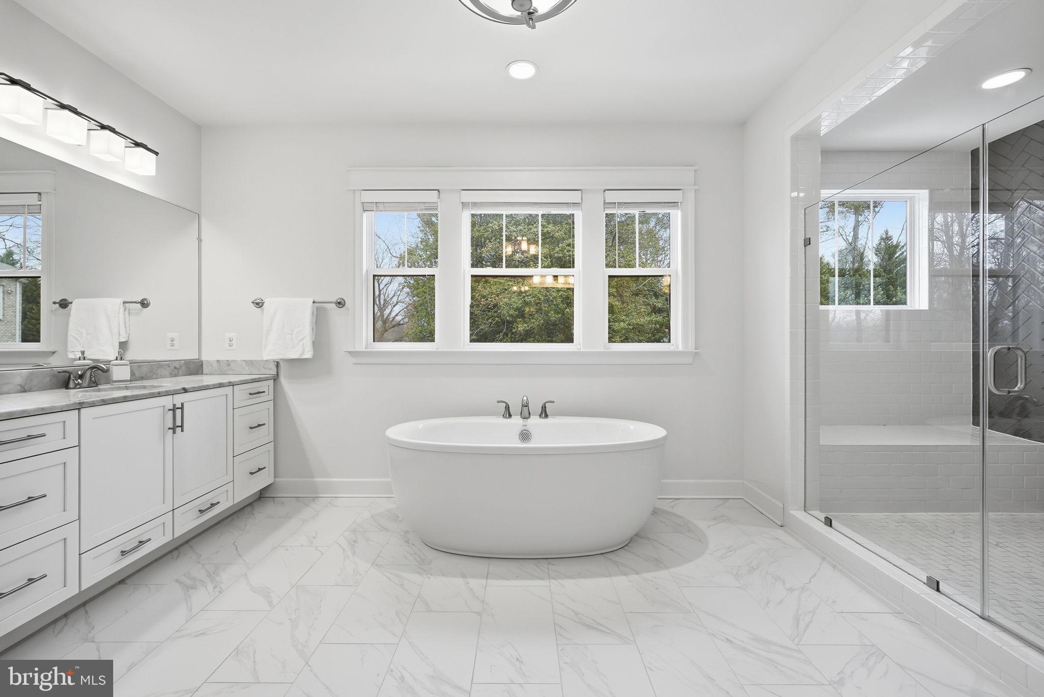 2867 Hill Road Vienna, VA 22181 - Photo 43 of 70 a spacious bathroom with a tub sink shower mirror and a bathtub