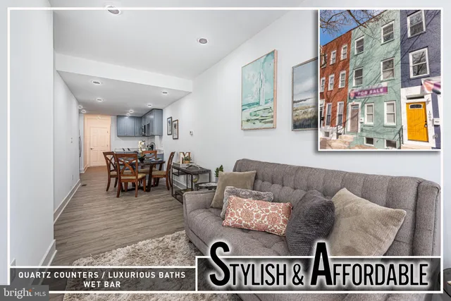 a living room with furniture and a couch