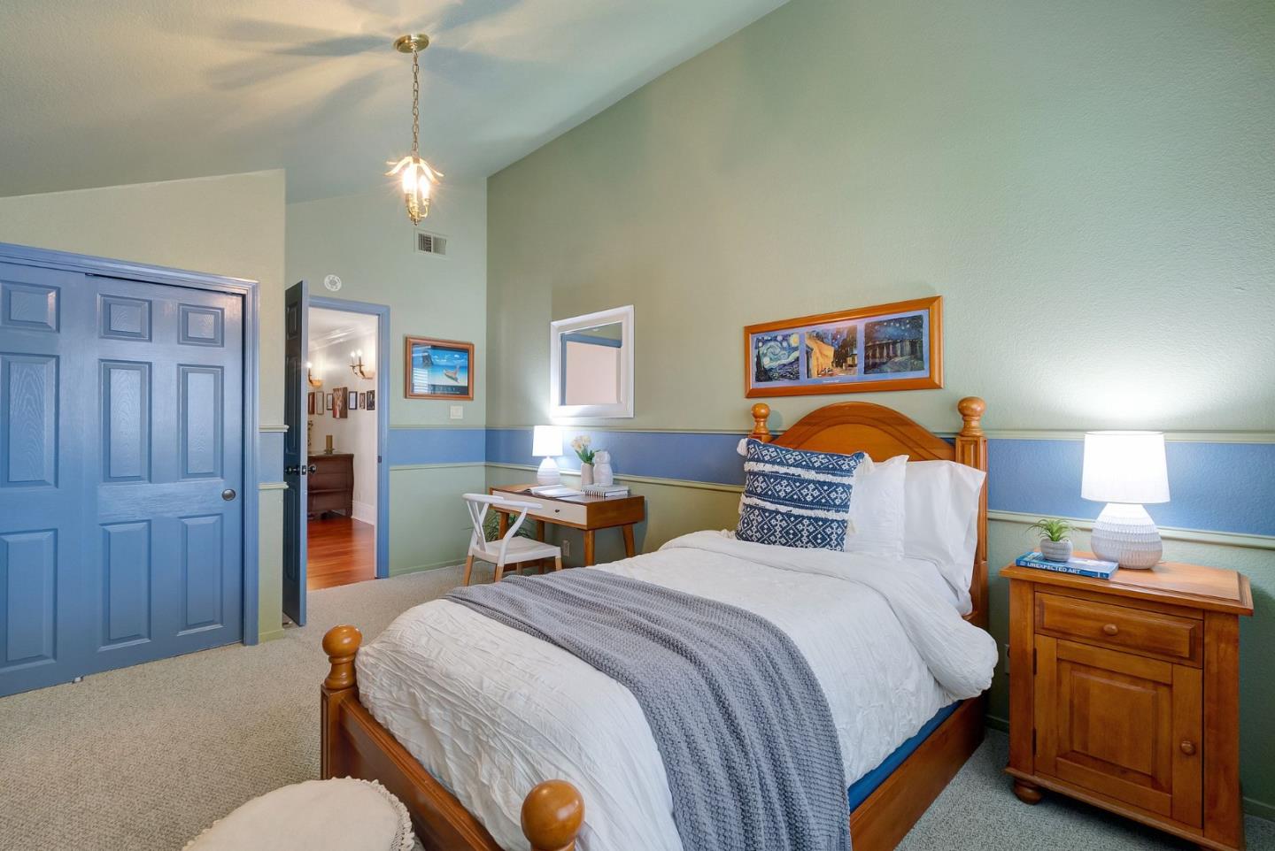 1544 Edmond Drive San Carlos, CA 94070 - Photo 20 of 44 a bedroom with a bed and lamp