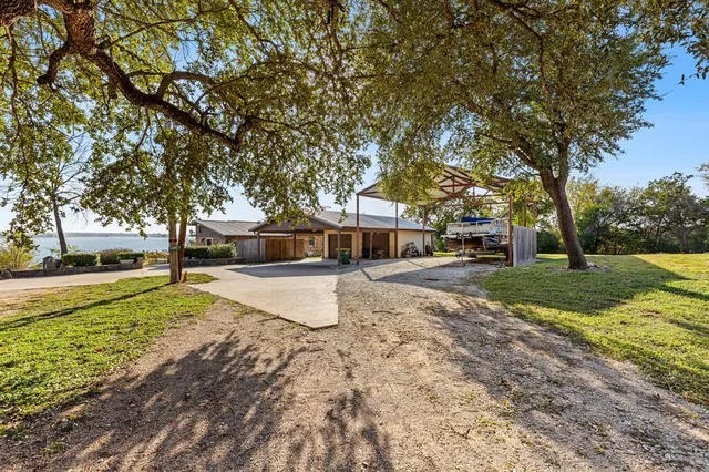 a view of a swimming pool with an outdoor space