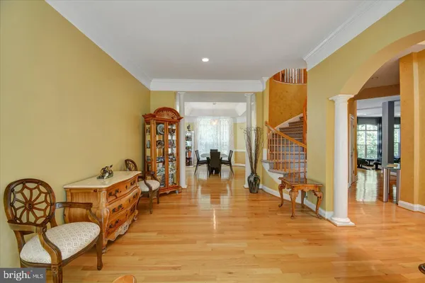 a view of a living room and dining room