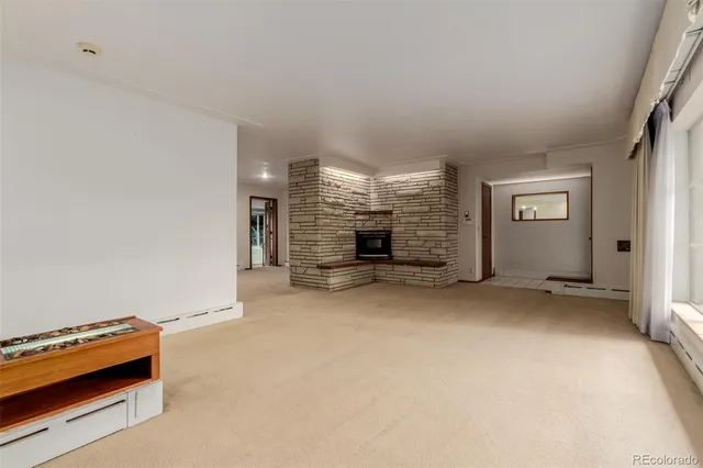 an empty room with windows