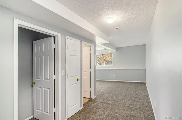 an empty room with a door