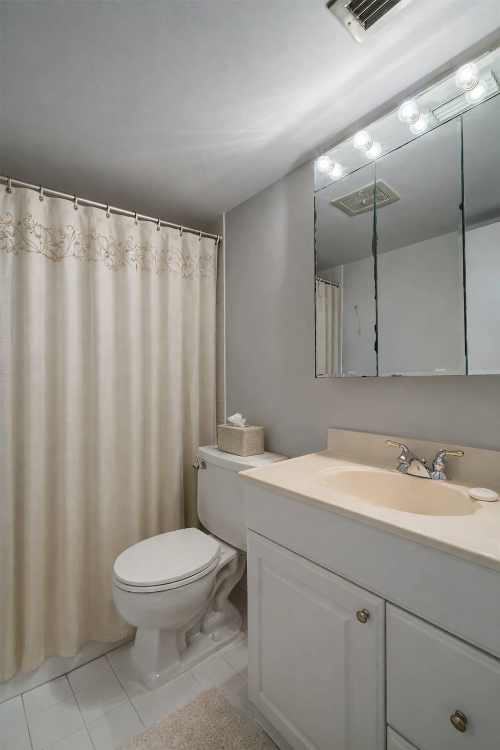 4500 North Federal Highway, Unit 121C Lighthouse Point, FL 33064 - Photo 10 of 14 a bathroom with a toilet a sink and a mirror