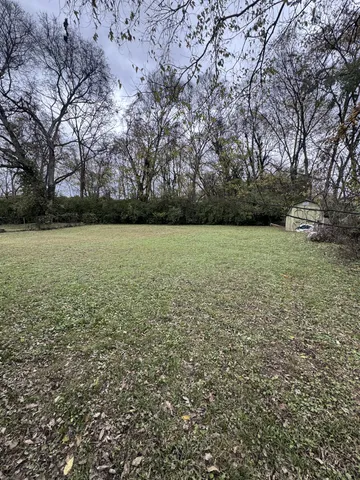a view of yard with large trees