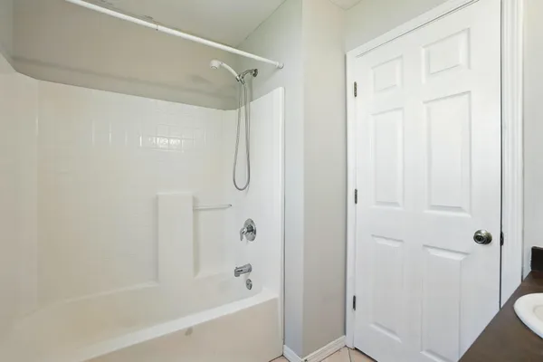 a bathroom with a bathtub