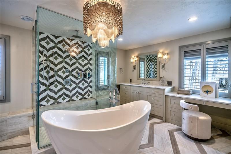 5 Little Meadow Road Wexford, PA 15090 - Photo 8 of 25 Relax in this luxury master bath which has the finest marble and stone work. Garden tub or stand alone shower. His and Hers vanity on both sides of bathroom.