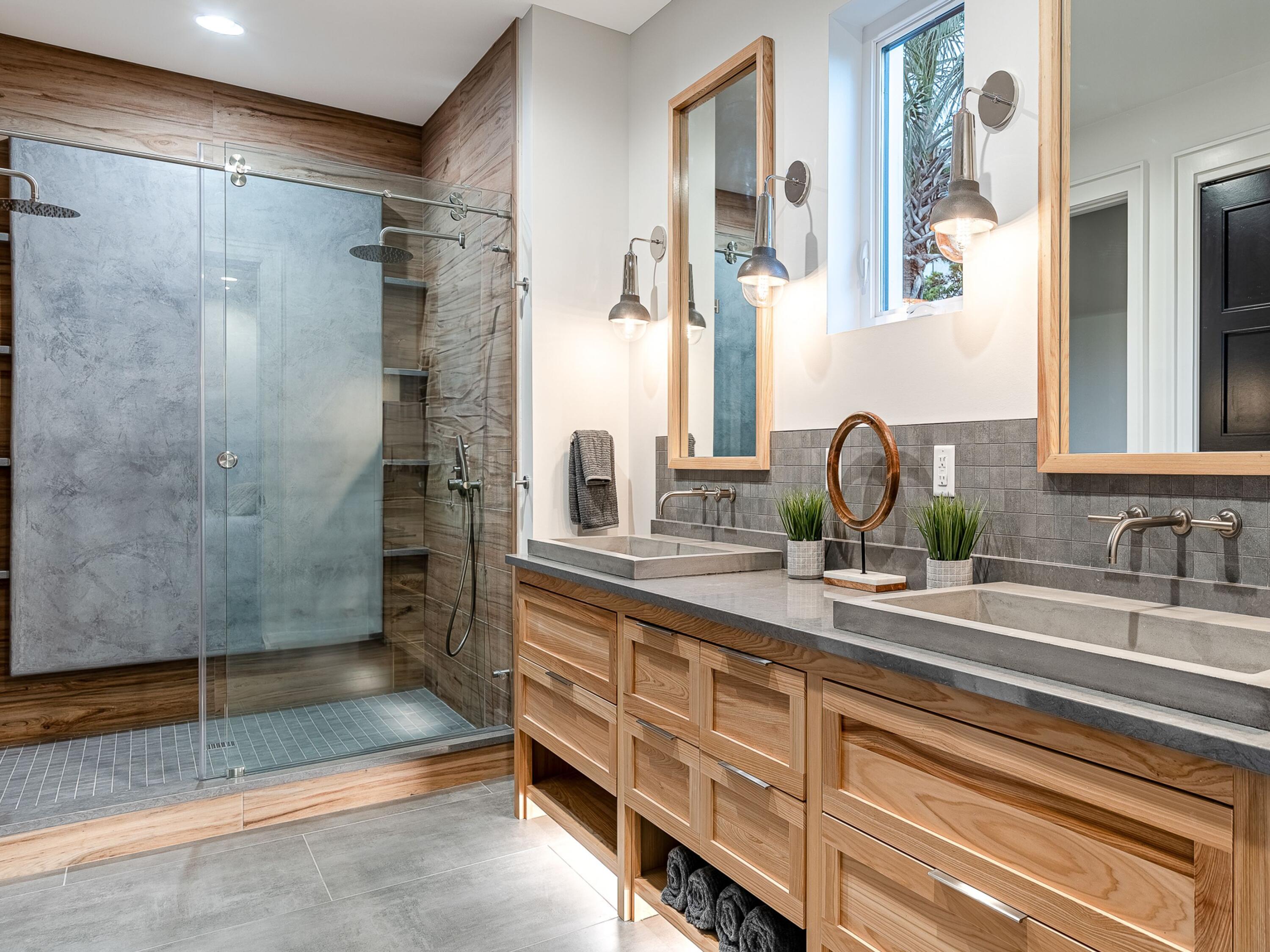 124 Hilltop Drive Santa Rosa Beach, FL 32459 - Photo 23 of 65 a bathroom with double vanity and a shower