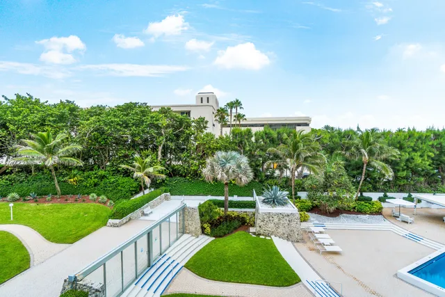 a view of a garden and basketball court