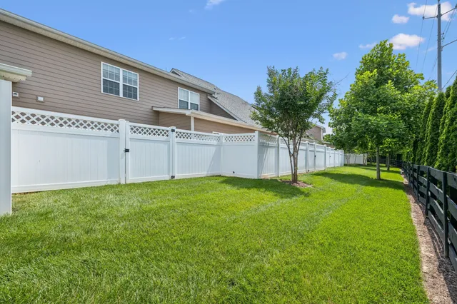 a backyard of a house with plants and a garden