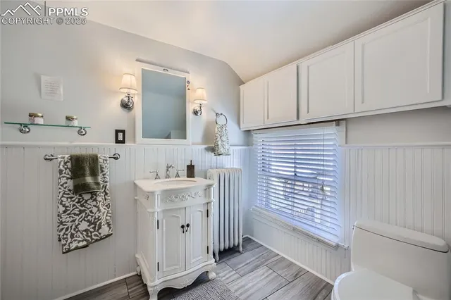 a bathroom with a sink a mirror and a toilet