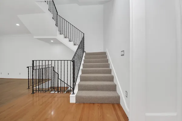 a view of entryway with wooden floor