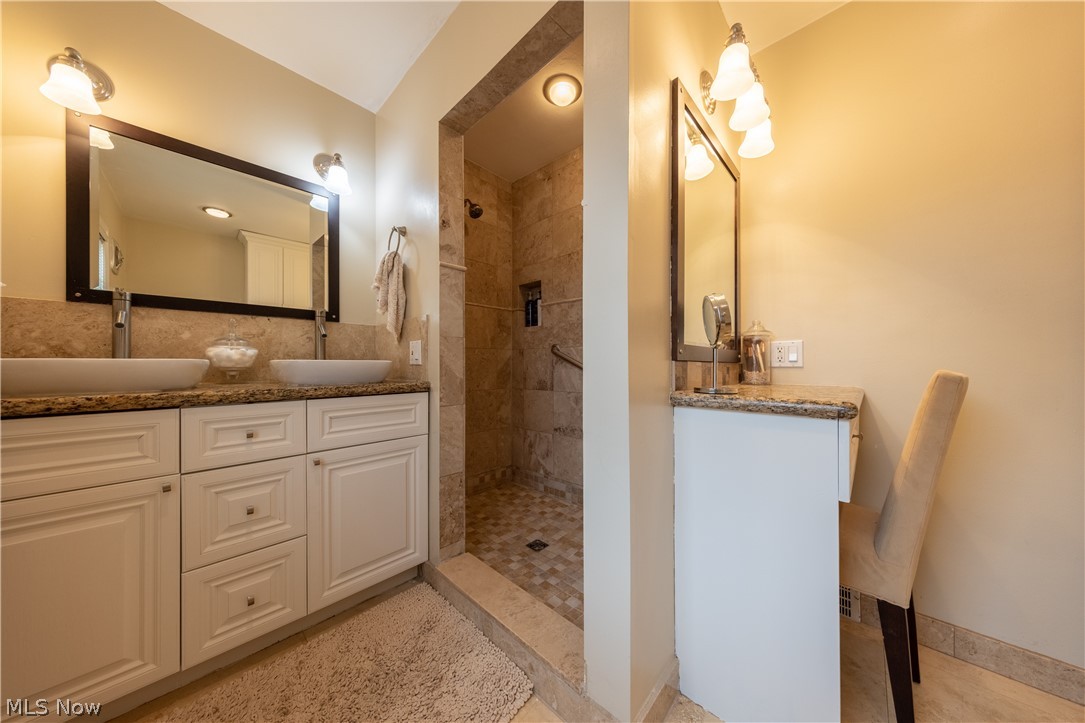 2431 Fenwick Road Cleveland, OH 44118 - Photo 20 of 35 The remodeled Main Bathroom with twin sinks and large custom shower