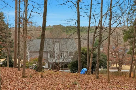 a view of a yard with a tree