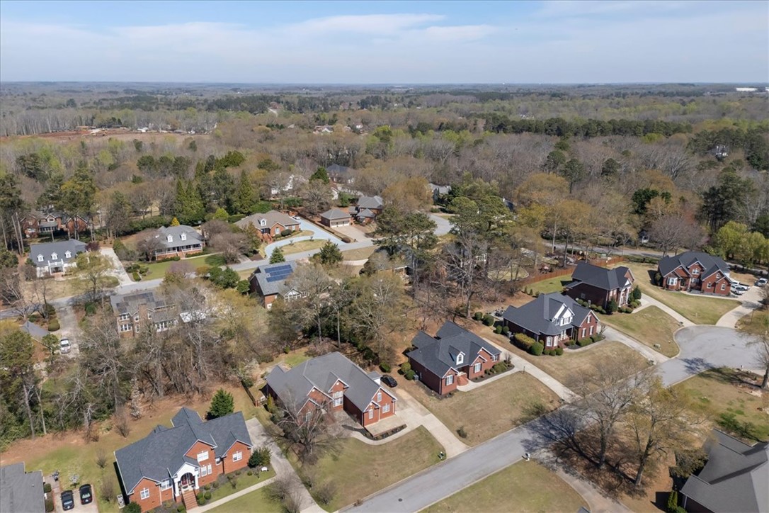 128 Cayman Way Anderson, SC 29621 - Photo 42 of 49 An aerial perspective reveals a vibrant neighborhood with inviting homes nestled amongst lush greenery.
