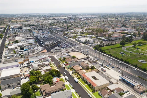 an aerial view of a city with lots of residential buildings