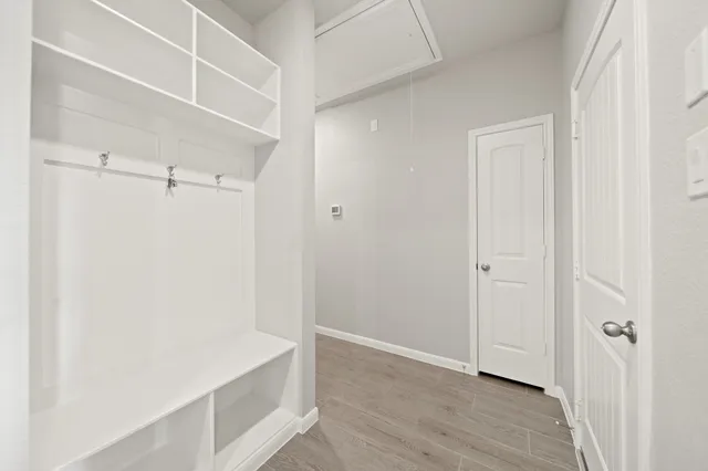 a view of an empty walk in closet