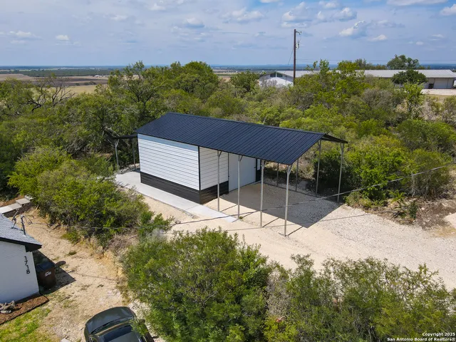 an aerial view of a house
