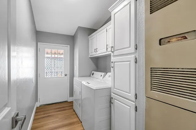 a room with washing machine