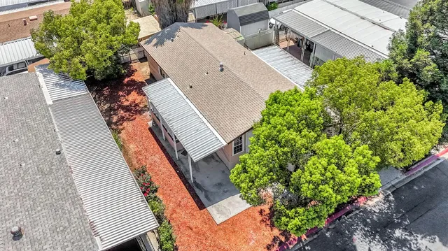 an aerial view of a house with entryway