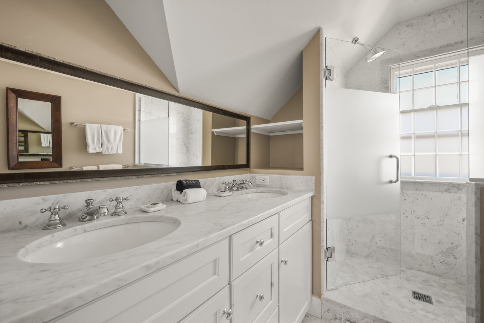 21 Quidnet Road Nantucket, MA 02554 - Photo 29 of 62 a bathroom with a granite countertop sink mirror and double