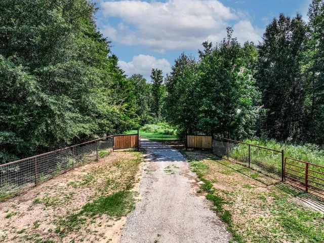 a view of a pathway with a yard