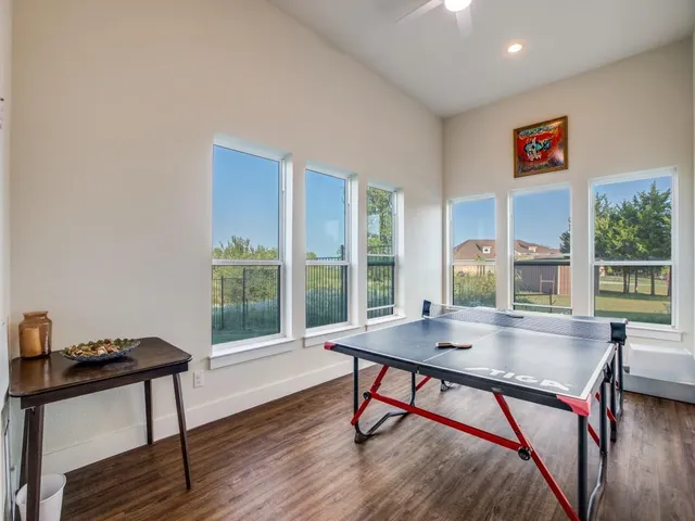 a projector room with furniture