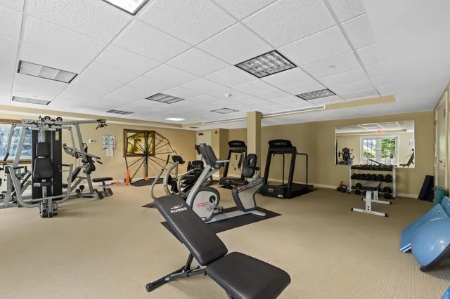 a view of a room with gym equipment