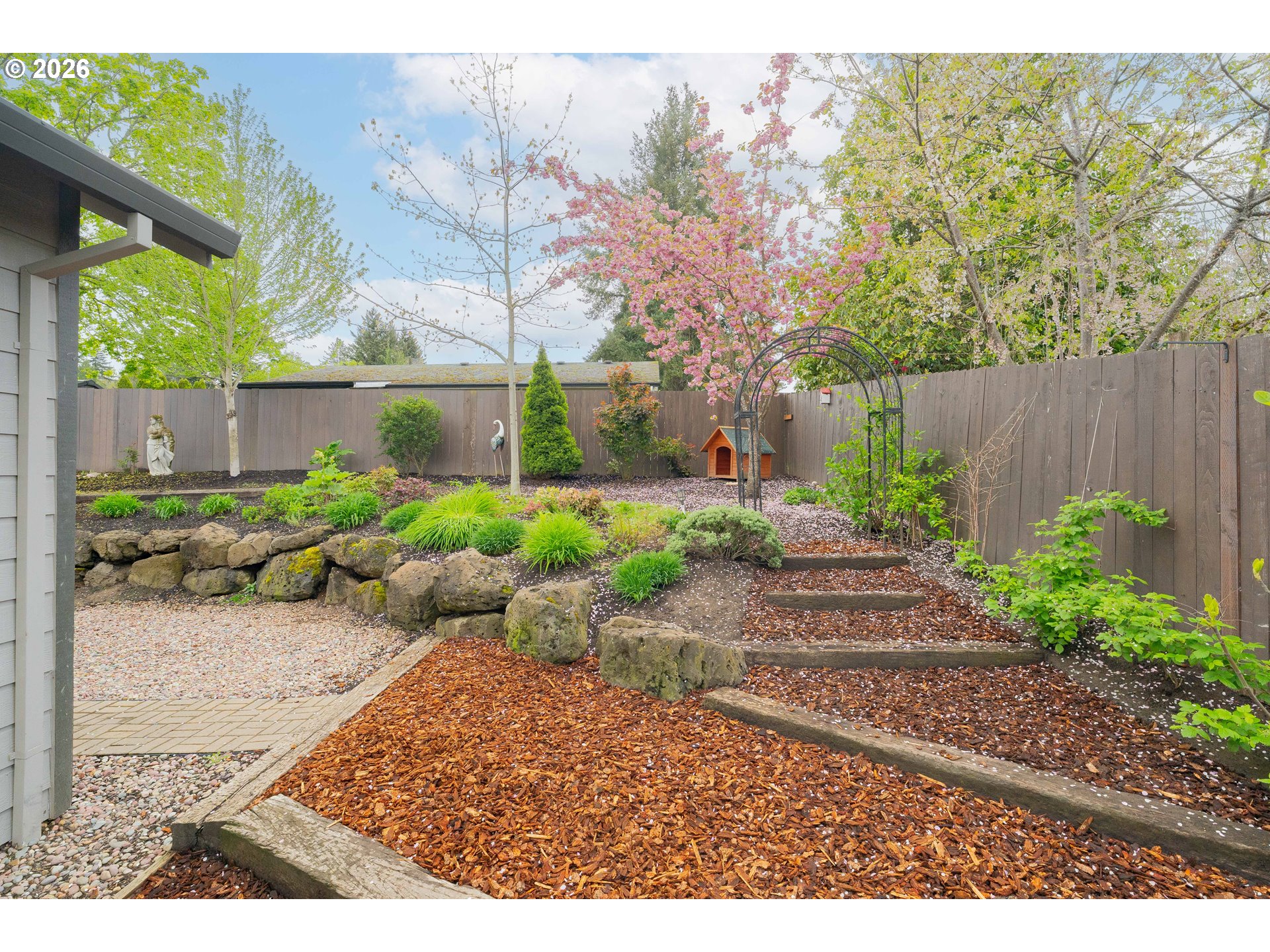 2156 Southwest 14th Drive Gresham, OR 97080 - Photo 41 of 48 a view of a backyard with potted plants and large tree