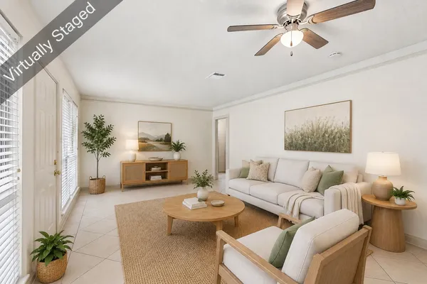 a living room with furniture