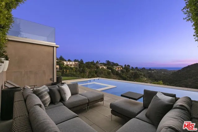 a view of a city from a couches