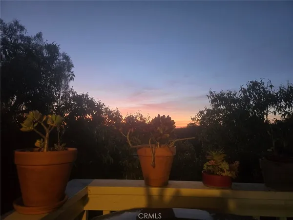 a view of a balcony with mountain view