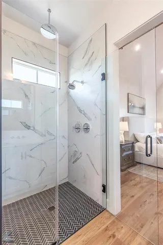 a bathroom with a shower