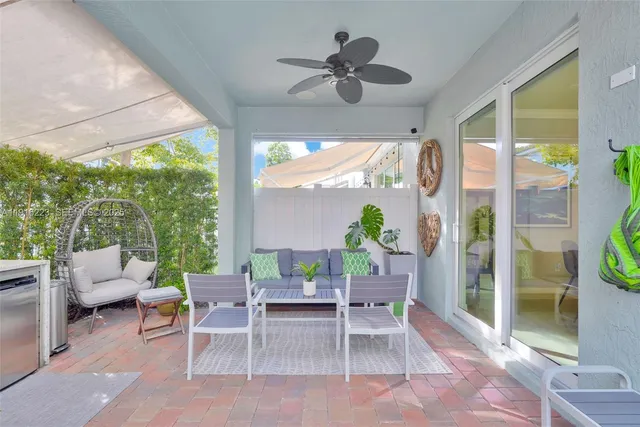 a outdoor space with furniture